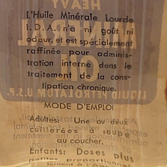 Share Vintage 1960's - IDA Heavy Mineral Oil Glass Bottle - 16 oz Bottle - Picture 4 of 5